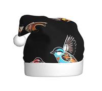 WHJDPP Una bandada de coloridos gorriones Imagine sombreros de Navidad de felpa para hombres y mujeres, gorras de fiesta de Año Nuevo para adultos