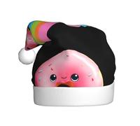 WHJDPP Una bonita dona rosa flotando en un arco iris Imagen Sombreros de Navidad de felpa para hombres y mujeres, gorras de fiesta de Año Nuevo para adultos