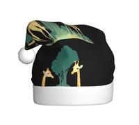 WHJDPP Una jirafa que es más alta que un árbol. Imagen Gorros de Navidad de felpa para hombres y mujeres, gorras de fiesta de Año Nuevo para adultos