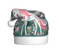 WHJDPP Unicornio con pelo rosa Imagen Sombreros de Navidad de felpa para hombres y mujeres, gorras de fiesta de Año Nuevo para adultos