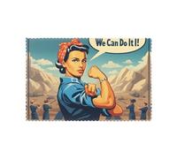 WHJDPP We Can Do It - Manteles individuales con impresión para mesa de comedor, juego de 6 para hogares y banquetes, fáciles de limpiar a temperatura ambiente para un uso duradero