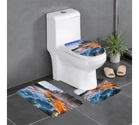 WHJDPP Yellowstone National Park - Juego de alfombras de baño antideslizantes con estampado de 3 piezas, tapetes ovalados y rectangulares para inodoro, tocador y baños