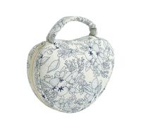 WHJM - Bonita bolsa de maquillaje en forma de corazón, pequeña bolsa de maquillaje floral, ideal para artículos esenciales de belleza diarios para mujeres, Flor azul marino