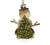 WHJSHOP Adornos de madera de Navidad con forma de muñeco de nieve, 4 piezas de Feliz Navidad (1) impresiones para colgar