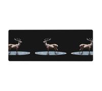 WHJSHOP Alfombrilla de ratón extragrande con diseño de alce pisando sobre el agua de 12 x 31.5 pulgadas para computadoras de escritorio, portátiles, computadoras personales