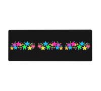 WHJSHOP Alfombrilla de ratón extragrande con diseño de estrellas fluorescentes y flores coloridas de 12 x 31.5 pulgadas para computadoras de escritorio, portátiles, computadoras personales