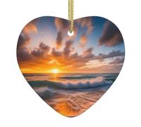 WHJSHOP Beach Maui Hawaii Sunset Sea Waves Clouds Printed Christmas Ceramic Love Pendant Decoration Interior Decoration Festival Gift