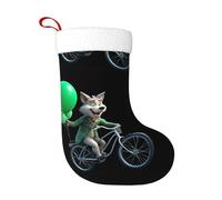 WHJSHOP Big Bad Wolf con globos estampados de Navidad calcetines decorativos para decoración durante Halloween, Navidad y Año Nuevo