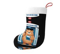 Whjshop Big Bear in The Phone Booth - Calcetines de Navidad impresos de doble cara para decoración de interiores y fiestas de gran capacidad
