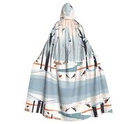 WHJSHOP Birds In The Park - Capa grande con capucha para adultos con estampado de Halloween y pajarita, sin cremallera