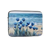 WHJSHOP Blue Tulips by The Sea Prints - Funda portátil a prueba de golpes para laptop para hombres y mujeres, viajes de negocios y uso diario en la oficina