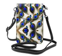 WHJSHOP Bolso bandolera pequeño de cuero para mujer, diseño de plumas de pavo real, impermeable y duradero