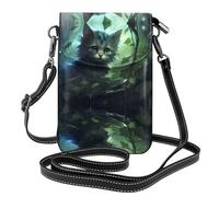 WHJSHOP Bolso bandolera pequeño de piel con diseño de gato en la vid para mujer, impermeable y duradero