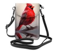 WHJSHOP Bolso bandolera pequeño de piel con diseño de pájaro rojo para mujer, impermeable y duradero