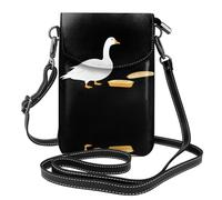 WHJSHOP Bolso bandolera pequeño de piel con tapa para mujer, diseño de ganso comiendo pan, impermeable y duradero