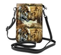 WHJSHOP Bolso pequeño para teléfono celular, 19,3 x 12,4 cm, estampado de tigre blanco y león, funda cruzada para mujer, perfecta para caminar, acampar
