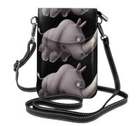WHJSHOP Bolso pequeño para teléfono celular de 7.6 x 4.9 pulgadas, con estampado de rinoceronte enojado, funda cruzada para mujer, perfecta para caminar, acampar, color negro
