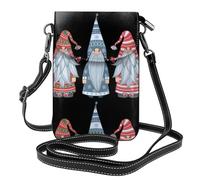 WHJSHOP Bolso pequeño para teléfono celular de 7.6 x 4.9 pulgadas, estampado de gnomos de Papá Noel, funda cruzada de cuero con solapa para mujer, perfecta para caminar, acampar, color negro