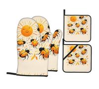 WHJSHOP Bugs in The Sun - Juego de 4 manoplas de horno aisladas y soportes para ollas, antiquemaduras y aislamiento térmico