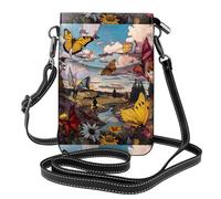 WHJSHOP Butterflies In The Valley Picture - Bolso cruzado pequeño de piel para mujer, impermeable y duradero
