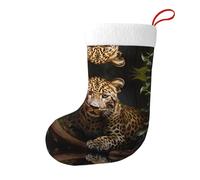 Whjshop Calcetines de Navidad con estampado de leopardo ágil de doble cara para decoración de interiores y fiestas de gran capacidad