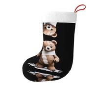 Whjshop Calcetines de Navidad con estampado de oso de barro agrietado de doble cara para decoración de interiores y fiestas de gran capacidad