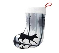 Whjshop Calcetines de Navidad con estampado de zorro negro ágil de doble cara para decoración de interiores y fiestas de gran capacidad