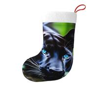 Whjshop Calcetines de Navidad estampados de doble cara con diseño de pantera con ojos azules para decoración de interiores y fiestas de gran capacidad