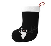Whjshop Calcetines de Navidad impresos de doble cara con diseño de corazón en los cuernos para decoración de interiores y fiestas de gran capacidad
