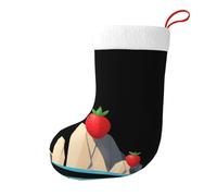 Whjshop Calcetines de Navidad impresos de doble cara con diseño de fruta roja en el acantilado para decoración de interiores y fiestas de gran capacidad