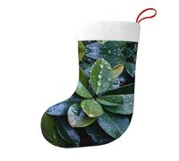 Whjshop Calcetines de Navidad impresos de doble cara con diseño de gotas de lluvia en hojas para decoración de interiores y fiestas de gran capacidad