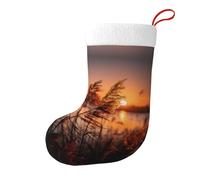 Whjshop Calcetines de Navidad impresos de doble cara con diseño de Reeds in The Sunset para decoración de interiores y fiestas de gran capacidad