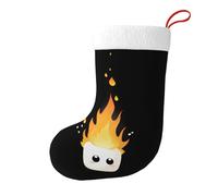 Whjshop Calcetines de Navidad impresos de doble cara con patrón de malvavisco ardiente para decoración de interiores y fiestas de gran capacidad