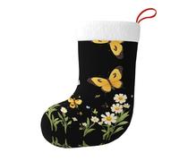 Whjshop Calcetines de Navidad impresos de doble cara con patrón de néctar de mariposa y abeja para decoración de interiores y fiestas de gran capacidad