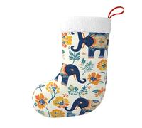 Whjshop Calcetines de Navidad impresos de doble cara con patrón de postura de elefante para decoración de interiores y fiestas de gran capacidad