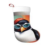 WHJSHOP Calcetines decorativos de Navidad con diseño de pingüino con gafas para decorar durante Halloween, Navidad y Año Nuevo