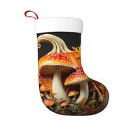 WHJSHOP Calcetines decorativos de Navidad con estampado de setas rojas sobre calabaza, calcetines para decorar durante Halloween, Navidad y Año Nuevo