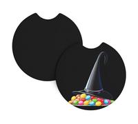Whjshop Candy Under The Witch Hat Pattern - Portavasos para interior de coche, 2 unidades, impermeable y rápido para coches, camiones, SUV y barcos