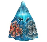 WHJSHOP Capa con capucha de ballenas bajo el mar para Halloween, para hombre y mujer, para juegos de rol