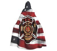 WHJSHOP Capa con capucha de Halloween con diseño de bandera de Estados Unidos de fuego a rayas rojas que garantiza un fácil cuidado y un uso duradero