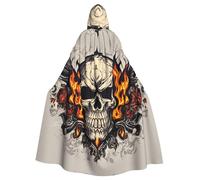 WHJSHOP Capa con capucha para adultos con diseño de calavera de fuego para Halloween, juegos de rol y fiestas de disfraces