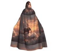 WHJSHOP Capa con capucha para adultos con diseño de elefante en una nube para Halloween, juegos de rol y fiestas de disfraces