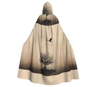 WHJSHOP Capa con capucha para adultos con diseño de gansos volando sobre árboles pequeños para Halloween, juegos de rol y fiestas de disfraces