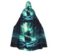 WHJSHOP Capa con capucha para adultos con diseño de monstruo del mar del Doomsday, sin cremallera, cómoda y duradera para juegos de rol