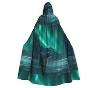 WHJSHOP Capa con capucha para adultos con diseño de oso polar en la aurora boreal para Halloween, juegos de rol y fiestas de disfraces