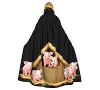 WHJSHOP Capa con capucha para adultos con diseño de Piglets in the Straw House para Halloween, juegos de rol y fiestas de disfraces