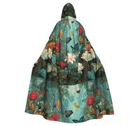 WHJSHOP Capa con capucha para adultos con estampado de flores en la selva tropical para Halloween, juegos de rol y fiestas de disfraces