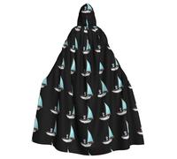 WHJSHOP Capa con capucha para adultos con estampado de lobo en un velero, sin cremallera, cómoda y duradera para juegos de rol