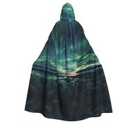 WHJSHOP Capa con capucha para adultos con estampado de Sea under the Aurora Borealis para Halloween, juegos de rol y fiestas de disfraces