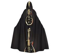 WHJSHOP Capa con capucha para adultos con imagen de guitarra negra, sin cremallera, cómoda y duradera para juegos de rol